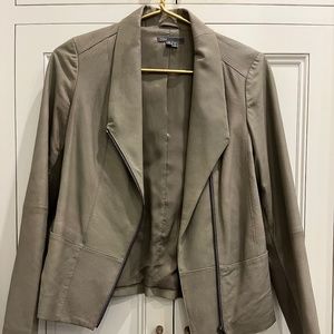Vince grey leather peplum jacket